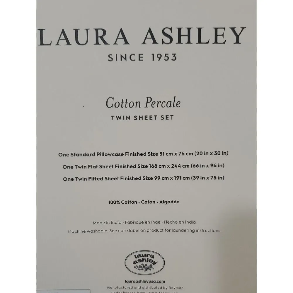 Laura Ashley Twin 100% Cotton Percale Purple Ditsy Floral Sheet Set NIP